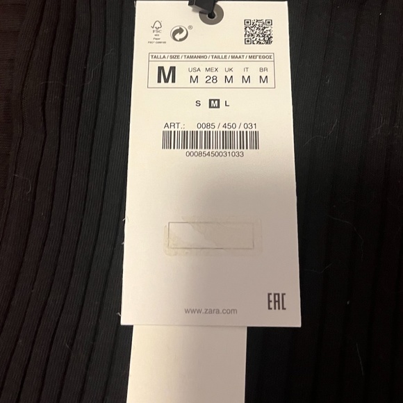 Zara striped black, green and orange ribbed sleeveless midi dress NWT - Picture 4 of 9